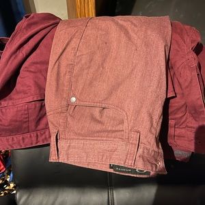 3 pair of maroon ish colored pants. 32-32 30-32